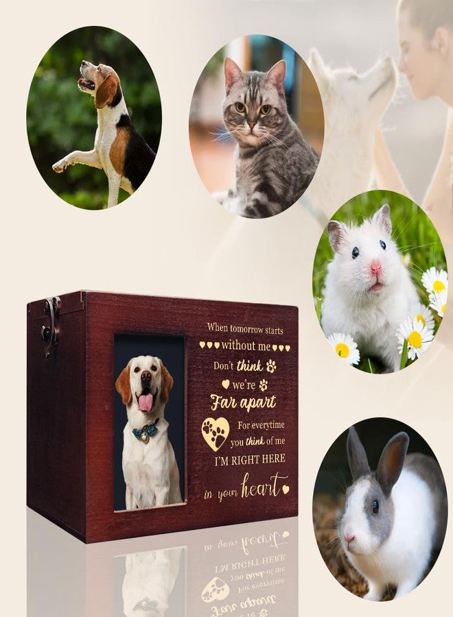 GLASSWINDS Pet Urns for Dog Ashes Wooden Pet Cremation Urn with Photo Frame Cat Dog Urns for Ashes Large Keepsake Memory Box Sympathy Gift for Pets Loss Remembrance Chest (Brown,7.87"x5.51"x5.51") - Image 4